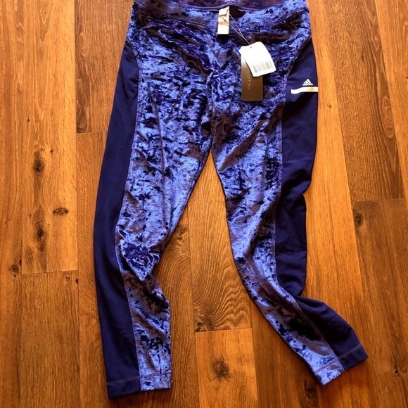 Adidas by Stella McCartney Pants - Stella McCartney Adidas Crushed Velvet Leggings